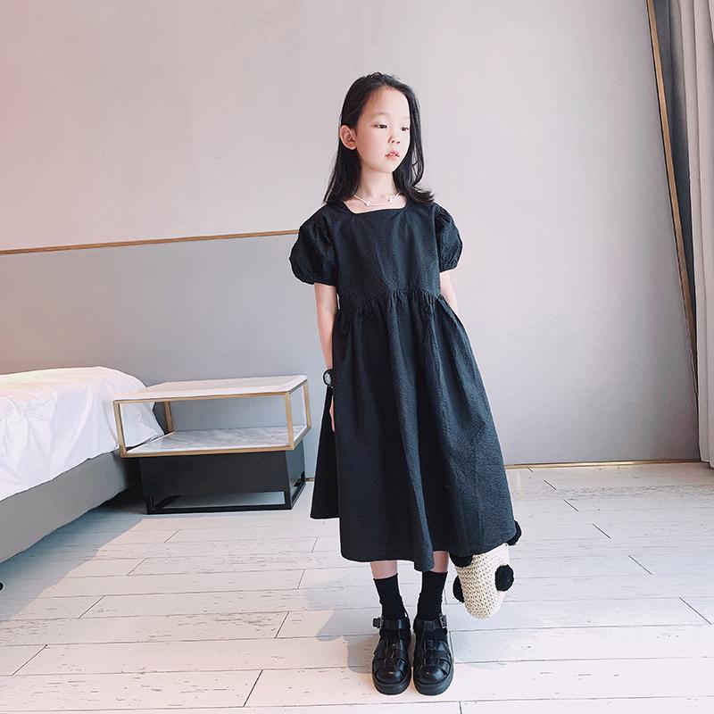 楽天ラ・グラーヌキッズ かわいい 女の子 サマー ドレス 夏 韓国 スタイル パフスリーブ プリンセス ドレス 子供 ガール ドレス スクエアネック Aラインスカート フリルスカート