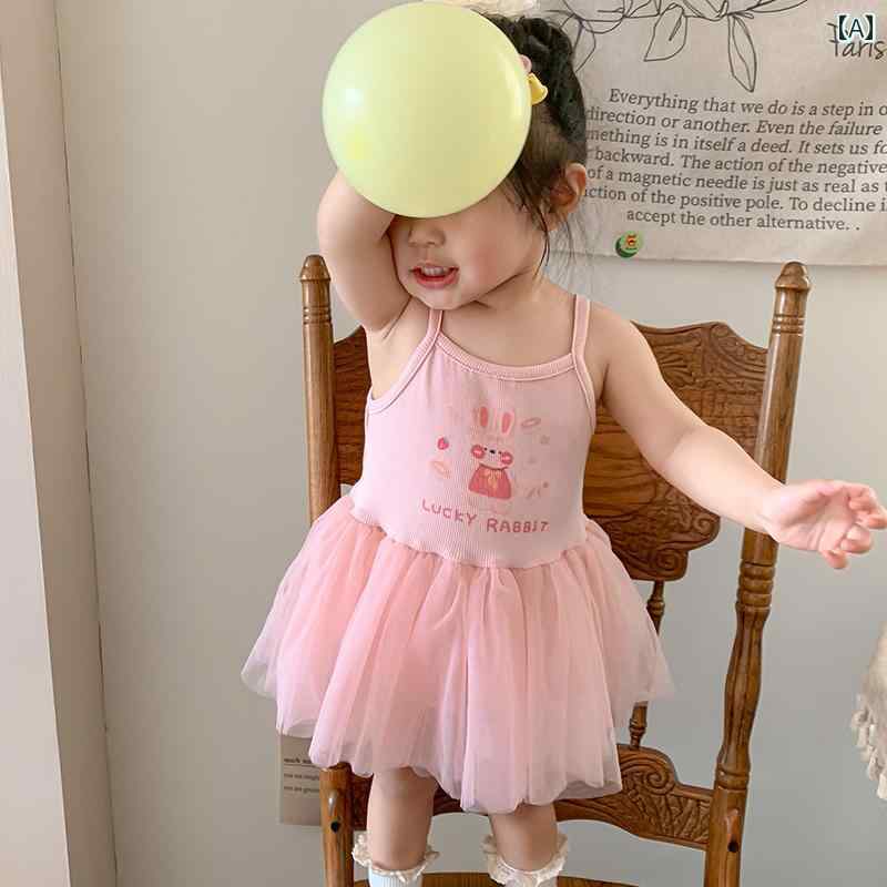 スカート 女の子 ドレス 夏 韓国 サスペンダー 赤ちゃん用品 ベビー キッズ 子供用 おしゃれ ファッション バニー プリンセス ガーゼスカート コットン かわいい