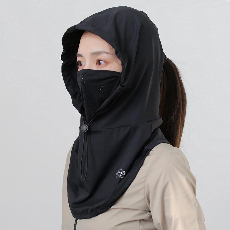 フェイスカバー フェイスマスク フード付き 顔 首 夏 外出 自転車 日焼け防止 通気性 イヤーフック式 ..