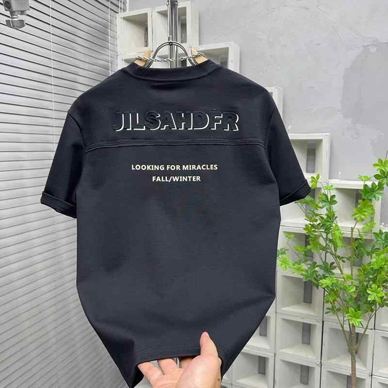 Tシャツ 半袖 春夏 ややワイド ドロップショルダー ゆったり メンズ ファッション カジュアル ラウンドネック トップス 万能 文字刺繍 おしゃれ スタイリッシュ デイリー