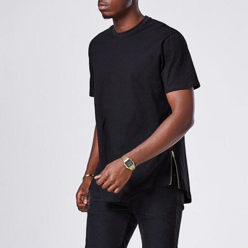 シャツ トップス ソリッドカラー 半袖 メンズ Tシャツ サイド ジッパー アーク ヘム シンプル ヒップホップスタイル 男性用 カジュアル 服 シャツ トップス ソリッドカラー 半袖 メンズ Tシャツ サイド ジッパー アーク ヘム シンプル ヒップホップスタイル 男性用 カジュアル 服