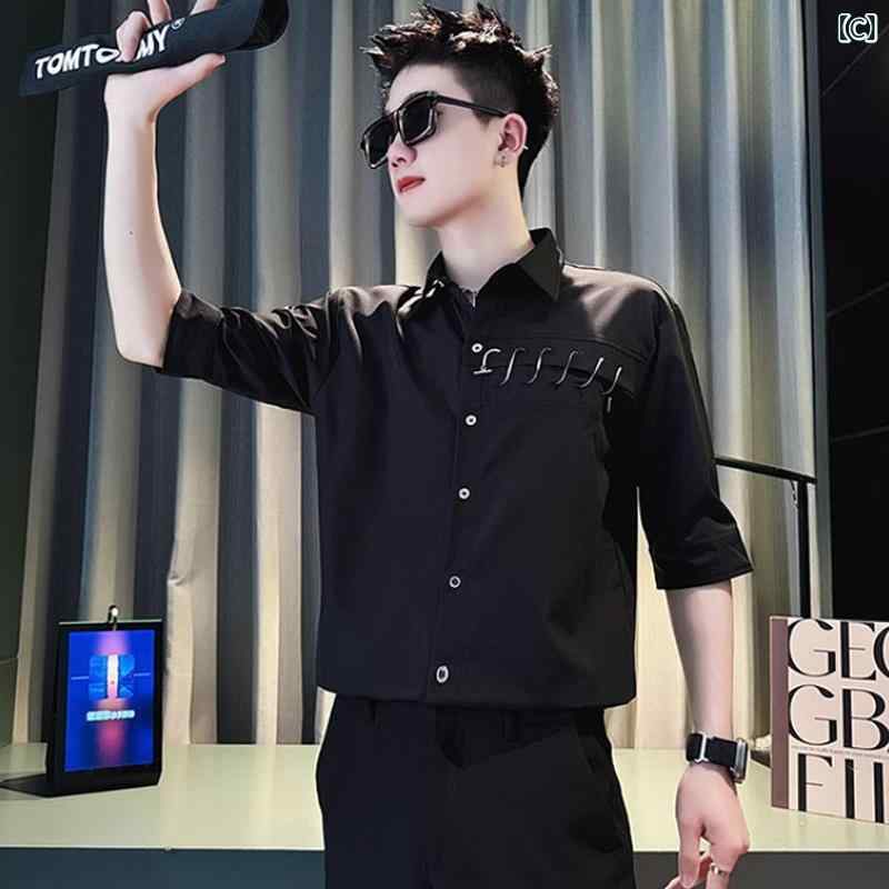 半袖 シャツ トップス メンズ サマー カジュアル 普段使い グリーン 冷感 夏 クール ハイエンド スリムフィット きれいめ