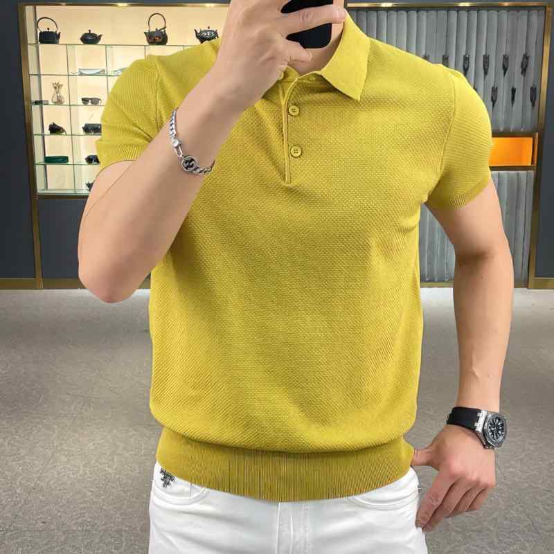 シャツ トップス メンズ 半袖 春夏 無地 ビジネス 薄手 ニット ポロシャツ シャツ レギュラー シンプル