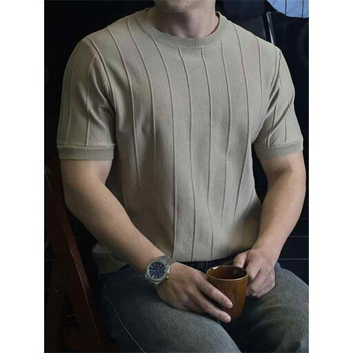 Tシャツ メンズ 大きいサイズ 軽量 快適 シンプル ストライプ 半袖 ゆったり ニット レイヤリング トップス Tシャツ メンズ 大きいサイズ 軽量 快適 シンプル ストライプ 半袖 ゆったり ニット レイヤリング トップス
