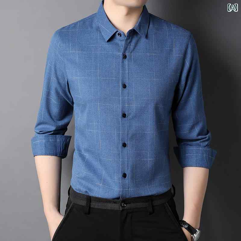 シャツ トップス 紳士服 綿 長袖 シャツ 大きいサイズ 薄手 ストライプ 春秋 お父さん リラックスフィット ゆったりノーアイロン メンズ