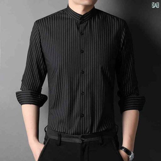 シャツ トップス 紳士服 長袖 シャツ メンズ 春秋 ビジネス カジュアル 日常使い 綿 服 クラシック シンプル スタンドカラー ストライプ シャツ トップス 紳士服 長袖 シャツ メンズ 春秋 ビジネス カジュアル 日常使い 綿 服 クラシック シンプル スタンドカラー ストライプ