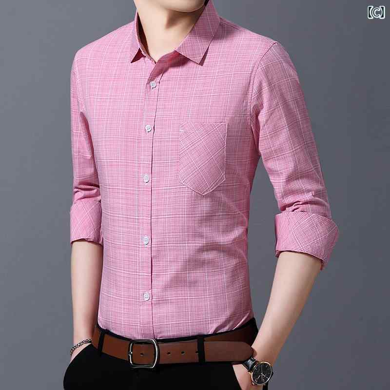 紳士服 秋 カジュアル メンズ 長袖 シャツ 韓国 男性用 フリーアイロン 大きいサイズ レイヤリング おしゃれ 薄手 服