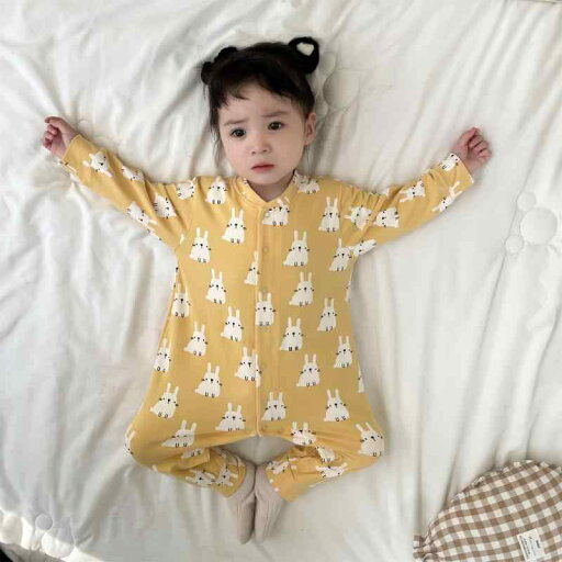 春秋 ベビー 服 赤ちゃん 長袖 ロンパース 動物 柄入り うさぎさん イエロー 黄色 男女 綿 初秋 ジャンプスーツ オールインワン カジュアル 春秋 ベビー 服 赤ちゃん 長袖 ロンパース 動物 柄入り うさぎさん イエロー 黄色 男女 綿 初秋 ジャンプスーツ オールインワン カジュアル