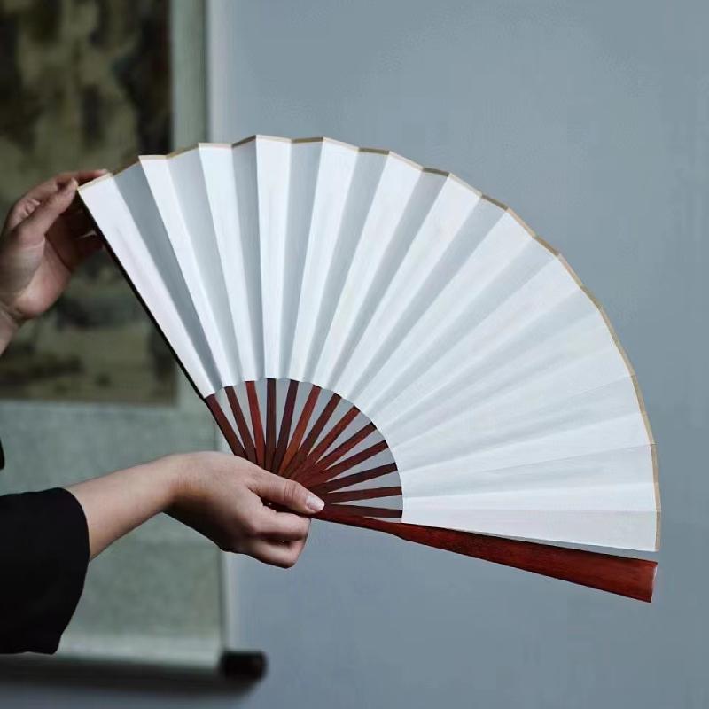 扇子 シンプル カジュアル 無地 白地 紙 インド 小葉 紫檀 メンズ アンティーク ペーパー ハイエンド ..