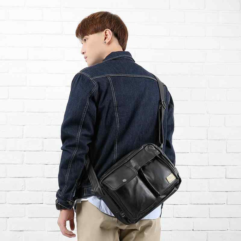 バック レザー製 ショルダー マルチ ポケット クロス ボディ メッセンジャー 横型 カジュアル レトロ 牛革 実用的 軽量 ソフト メンズ 男女兼用 ユニセックス 通勤 日常使い