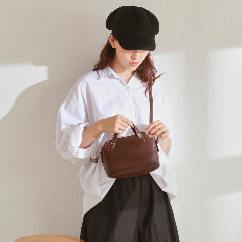 ショルダーバッグ レトロ レディース 植物タンニンなめし おしゃれ 牛革 清楚感 ハンドバッグ クロスボ..