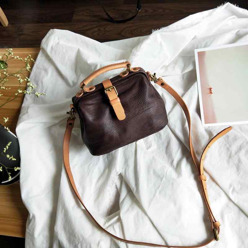 ショルダーバッグ レトロ 植物タンニンなめし おしゃれ ハンドバッグ 牛革 バケット 高級感 エレガント..