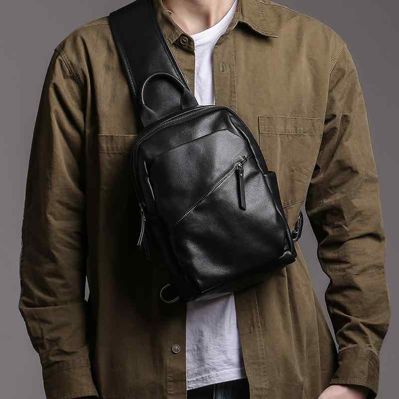 ボディバッグ チェスト レザー バッグ メンズ 大容量 ファッション クロス ショルダー 耐久性 牛革 カ..