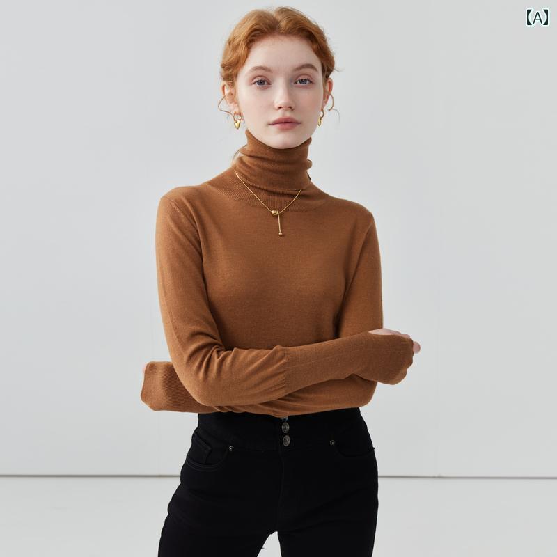 婦人服 女性 ファッション 冬 トップス レイヤード ニット シャツ レディース スリム ハイネック ソフト 暖かい エレガント