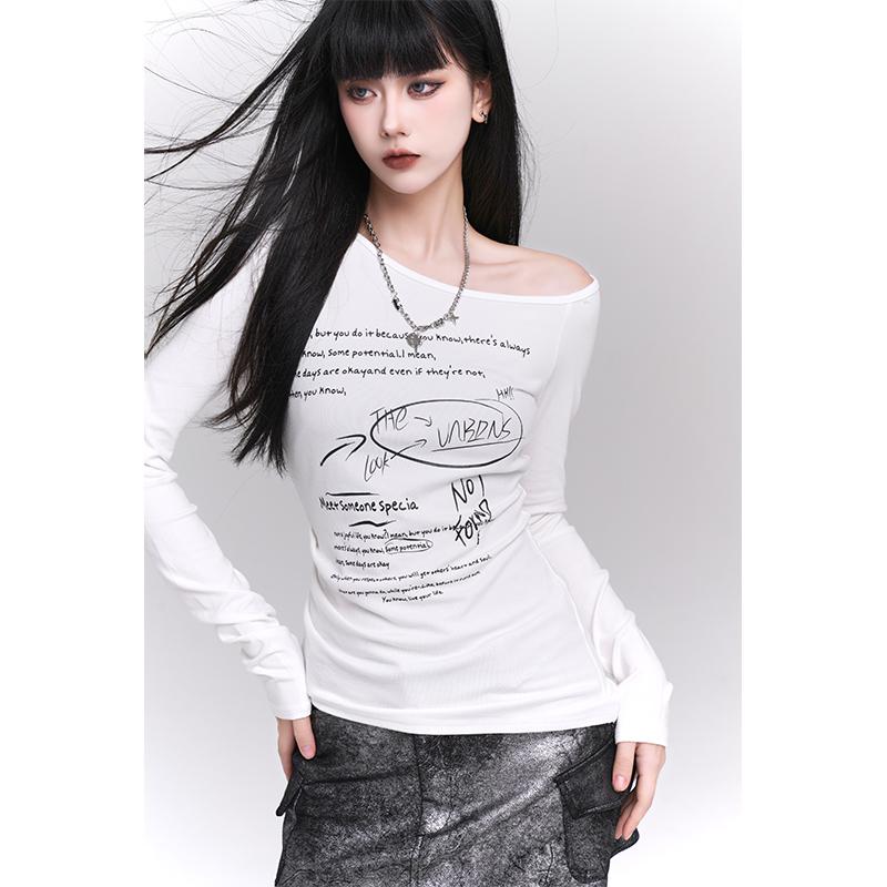 Tシャツ トップス おしゃれ ファッション カジュアル レディース シック 長袖 秋 セクシー スリムフィット シンプル スタイリッシュ フェミニン モダン(4)