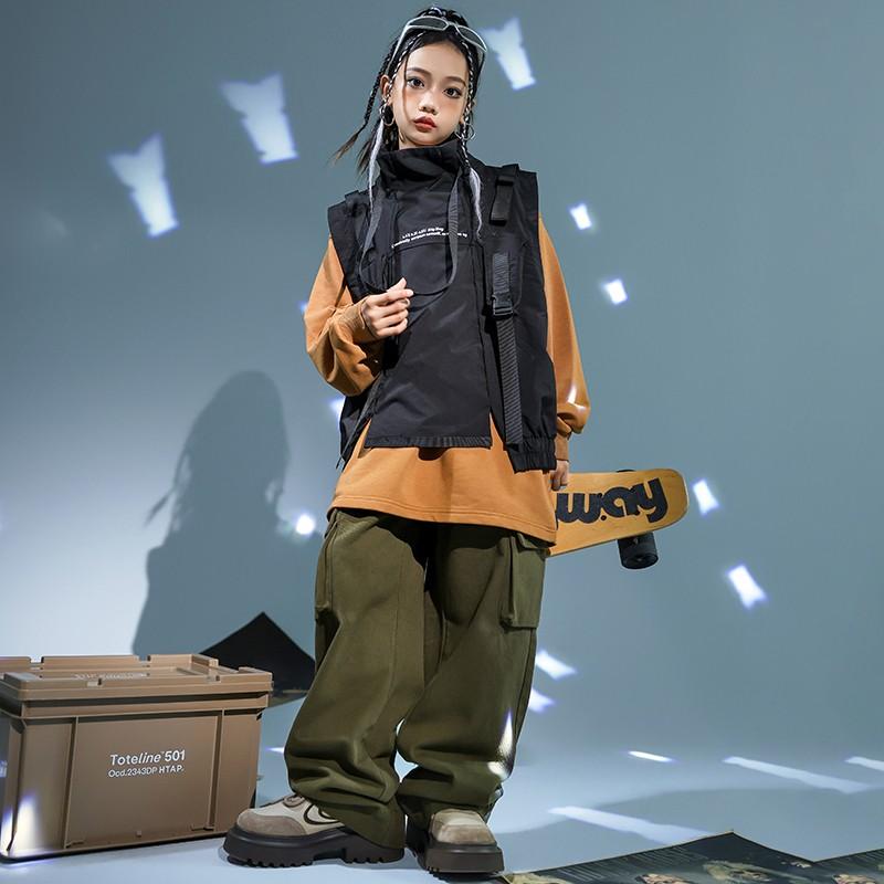 子供 ストリート ダンス 服 クール ワークウェア ベスト パンツ セット 男の子 ヒップホップ パフォーマンス おしゃれ パンツ