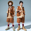 子供用 ストリート ダンス ヒップホップ パフォーマンス レトロ チャイナ風 漢字 シャツ メンズ レディース セットアップ 個性的