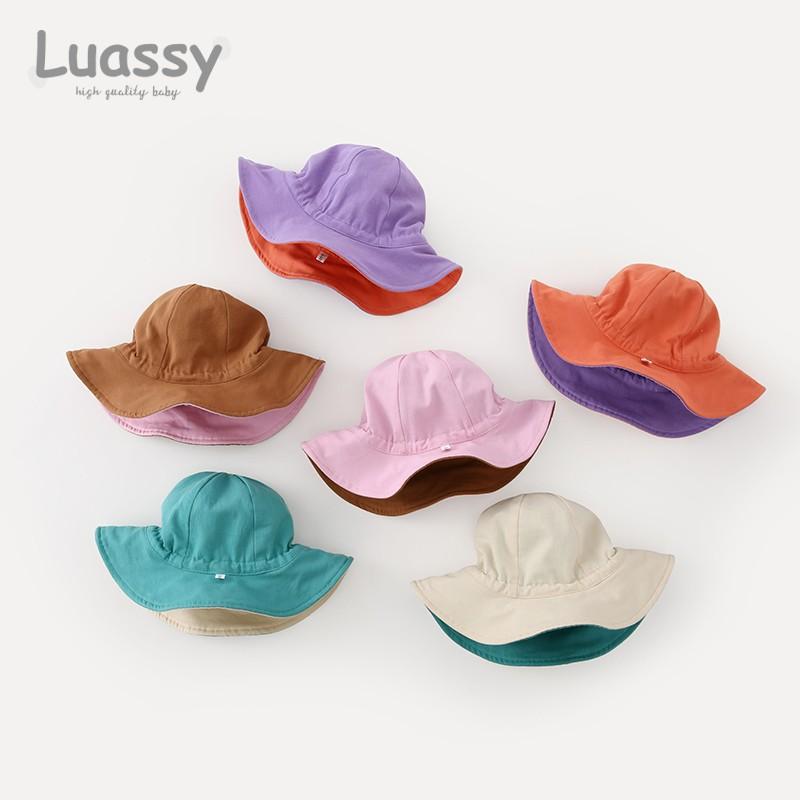 サンハット 日除け ベビー 帽子 春秋 子供 太陽 日焼け防止 男の子 女の子 両面 コント ラスト カラー ..