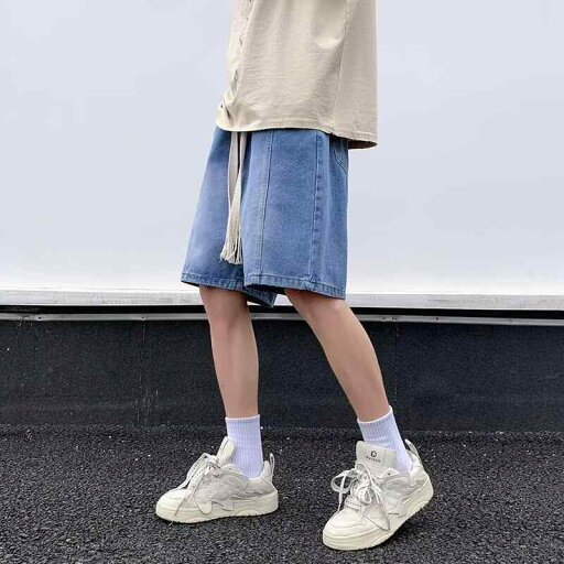 ハーフパンツ デニム ウエストゴム ショート パンツ メンズ 夏 レトロ ダメージ 加工 ストレート 五分丈 男性 カジュアル ハーフパンツ デニム ウエストゴム ショート パンツ メンズ 夏 レトロ ダメージ 加工 ストレート 五分丈 男性 カジュアル
