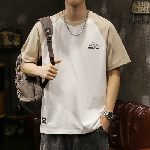 メンズ Tシャツ 半袖 アメリカン 夏 トップス 前後プリント バックプリント 2色 片袖別色 ツートーンカラー ラウンドネック 丸首 カジュアル 通気性 コットン 綿混紡 ノーアイロン ゆったり ホワイト/カーキ ホワイト/ブラック 大きいサイズ 男性 メンズ Tシャツ 半袖 アメリカン 夏 トップス 前後プリント バックプリント 2色 片袖別色 ツートーンカラー ラウンドネック 丸首 カジュアル 通気性 コットン 綿混紡 ノーアイロン ゆったり ホワイト/カーキ ホワイト/ブラック 大きいサイズ 男性