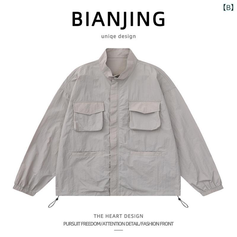 マルチ ポケット ジャケット 男性用 作業着 日焼け防止服 夏 シャツ ゆったり スポーツ メンズ カジュアル