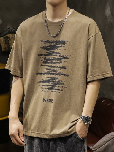 メンズ Tシャツ 半袖 夏 アメリカン レトロ カジュアル プリント ラウンドネック 丸首 コットン 綿混紡 薄手 通気性 ゆったり モダン 大きいサイズ 男性 ノーアイロン レジャー トップス ブラウン ダークグレー ヴィンテージ風 メンズ Tシャツ 半袖 夏 アメリカン レトロ カジュアル プリント ラウンドネック 丸首 コットン 綿混紡 薄手 通気性 ゆったり モダン 大きいサイズ 男性 ノーアイロン レジャー トップス ブラウン ダークグレー ヴィンテージ風