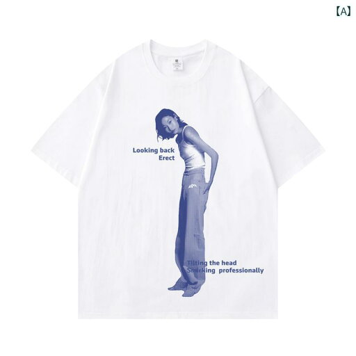 Tシャツ トップ アメリカン レトロ プリント 半袖 男女兼用 ストリート ユニセックス カジュアル カップル Tシャツ トップ アメリカン レトロ プリント 半袖 男女兼用 ストリート ユニセックス カジュアル カップル