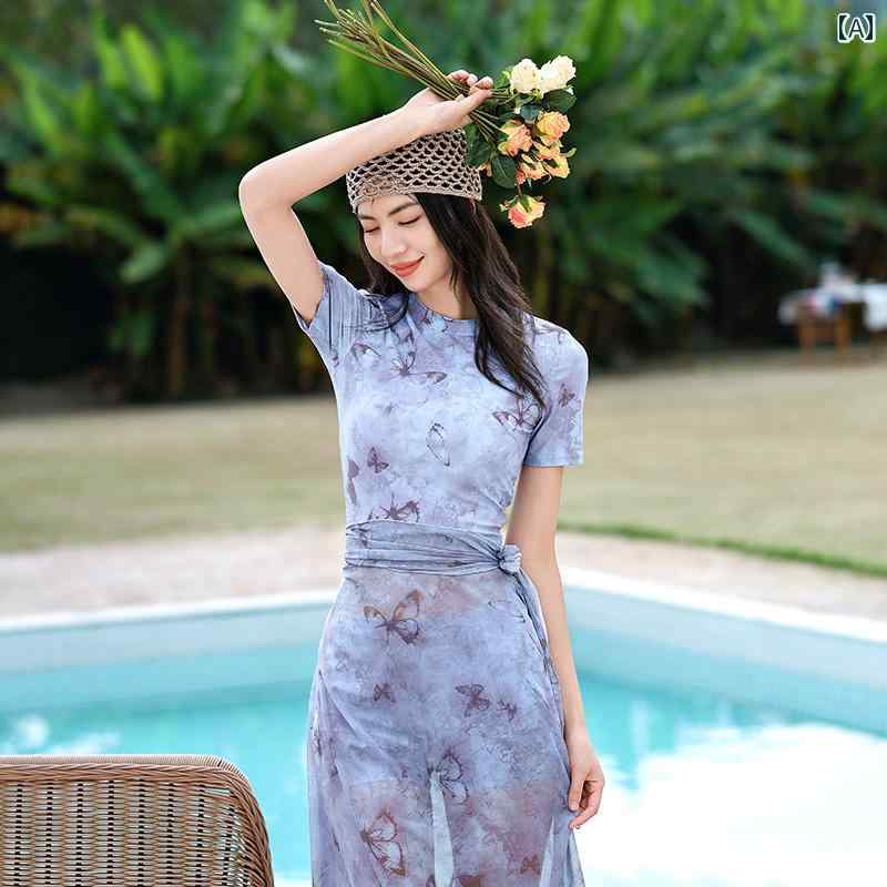 水着 ビキニ レディース セパレート 3点セット 短パン 花柄 フローラル フェミニン 鮮やか リゾート カバーアップ スリーウェイ 半袖 トップス 2