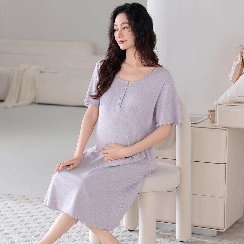 妊婦 授乳 産後 マタニティ ナイトドレス パッド付き 薄手 シンプル おしゃれ 快適 夏 万能 ワンピース