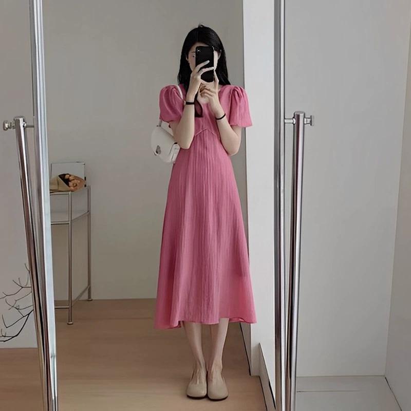 レディース ゆったり 快適 マタニティ ウェア フレンチ ガーリー シフォン ワンピース シンプル おしゃれ かわいい