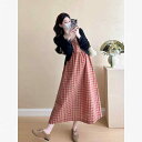 レディース 妊婦用 マタニティ ドレス フレンチ レトロ チェック柄 ワンピース ドルマン カーディガン セット シンプル おしゃれ