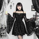 ワンピース ゴシック レディース ハロウィン コスチューム 衣装 ユニーク ワンショルダー パンク 仮装 セクシー ドレス ゴスロリ ブラック 黒 フェミニン おしゃれ コスプレ ショート丈