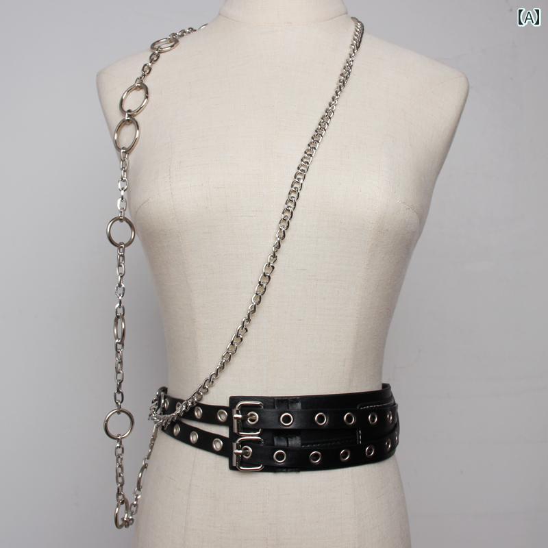 ベルト レザー レディース アクセサリー 機能的 クールガール 秋冬 シンプル カジュアル おしゃれ ユニ..