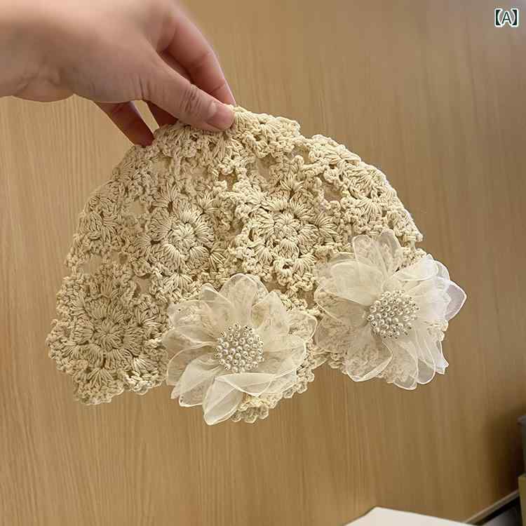 帽子 レディース エレガント フラワー プルオーバー かぎ針編み 春夏 お洒落 ナチュラル 通気性 ハンド..