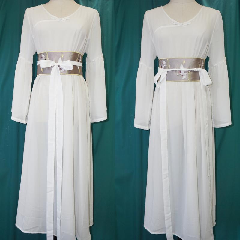 レディース ベルト サッシュ ウエストバンド ワイド 幅広 ベルト チャイナスタイル 白鶴 刺繍 色彩豊か..