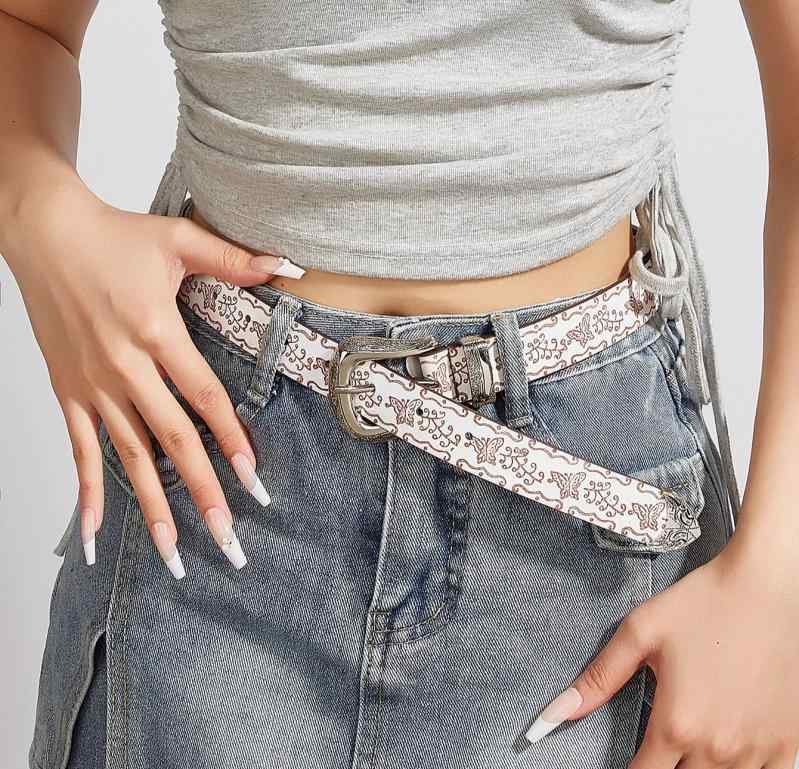 ベルト レザー レディース カジュアル おしゃれ アメリカン レトロ ホワイト ジーンズベルト アクセサ..