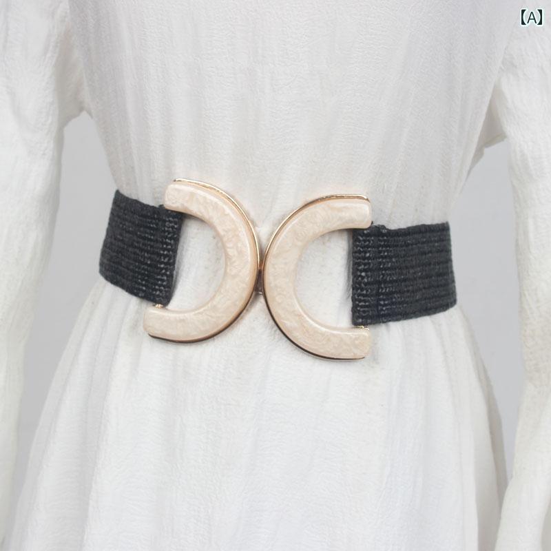 ベルト 幅広 ワイド ウエストマーク レディース 夏 ドレス ロング スカート スカート ワックス 弾性 ウ..