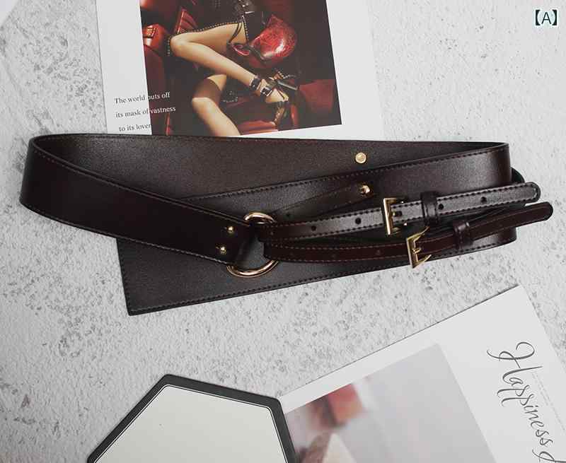 ベルト レザー レディース レトロ シンプル メタル バックル ガードル ワイド シンプル カジュアル おしゃれ アクセサリー