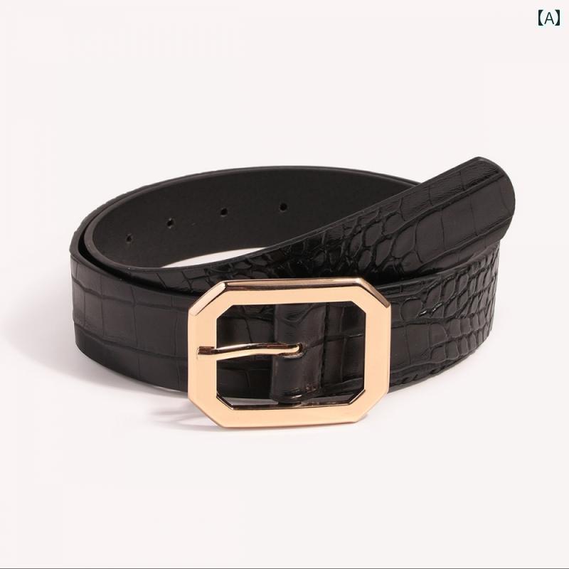 ベルト レザー レディース カジュアル おしゃれ ユニセックス クロコダイル 柄 シンプル ジーンズベルト シングルループ アクセサリー