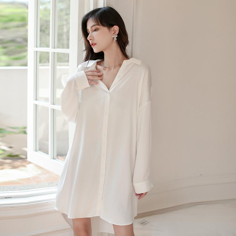 パジャマ 冷感 プリント 無地 ナイトウェア 半袖 シングルブレスト ラペル ミドル丈 パンツ付 カジュアル ルーズ 薄手 セクシー シャツ ドレス 夏 レディース 女性 軽量 ソフト 部屋着