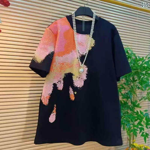 レディース トップス 大きいサイズ 夏 ファッション Tシャツ 女性 韓国 ラウンドネック プリント スリム 半袖 シャツ レディース トップス 大きいサイズ 夏 ファッション Tシャツ 女性 韓国 ラウンドネック プリント スリム 半袖 シャツ