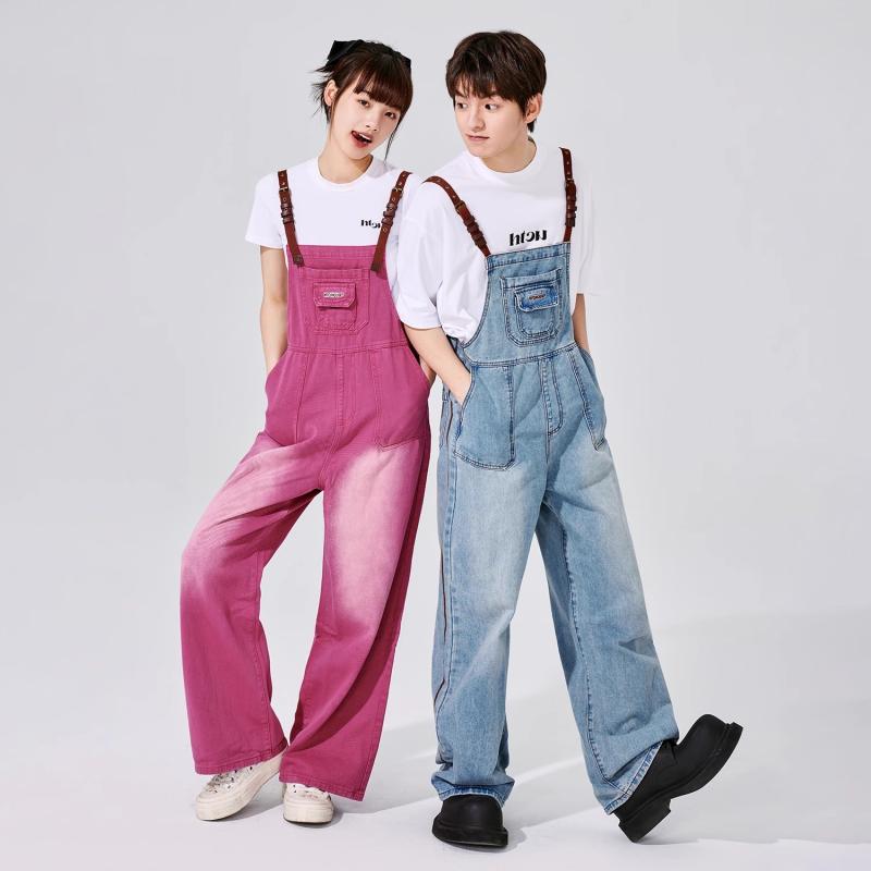 オーバーオール サロペット レトロ カップル ペアルック カラーパンツ カジュアル トレンド ファッショ..