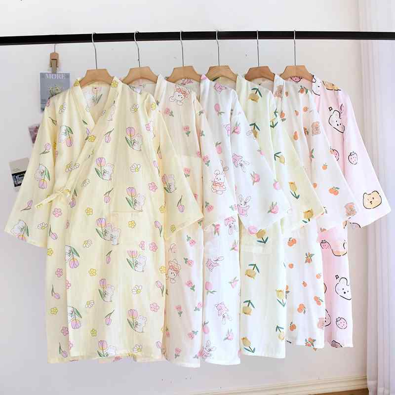 レディース 夏 ガウン 春秋 薄手 浴衣風 バスローブ かわいい 温泉 サウナ 長袖 パジャマ 和風 モダン ..