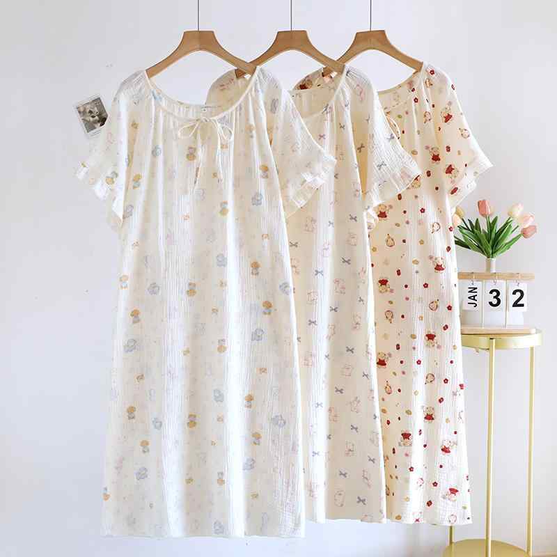 ネグリジェ レディース ルームウェア カジュアル 半袖 フェミニン ナイトウェア おうち時間 くま ウサ..