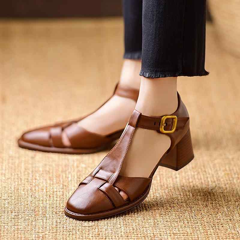 レディース サンダル 靴 レザー シープスキン スクエアトゥ ミッドヒール レジャー エレガント 高級感 おしゃれ ファッション カジュアル クール お出かけ デート 上品