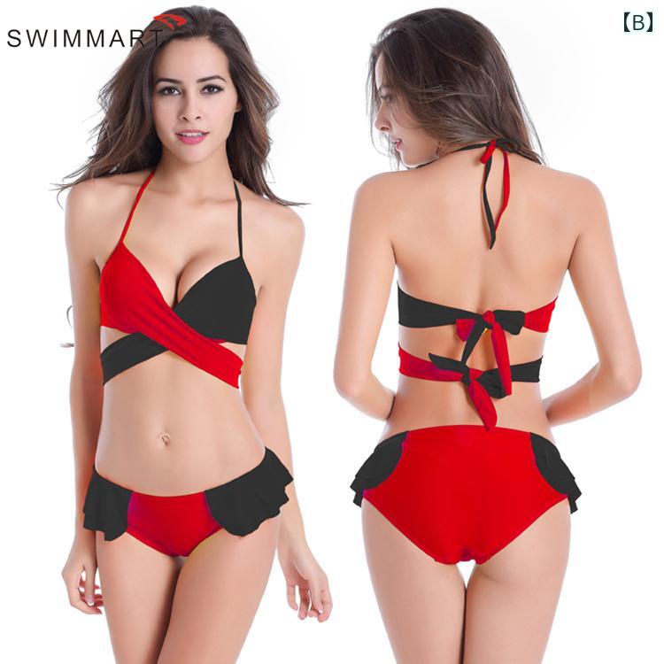 ビキニ クロス 2色 マッチング 水着 上下セット ワイヤー入り スイムウェア レディース ツーピース ビーチ 派手色 映え 海 プール リゾート バカンス オレンジ 黄