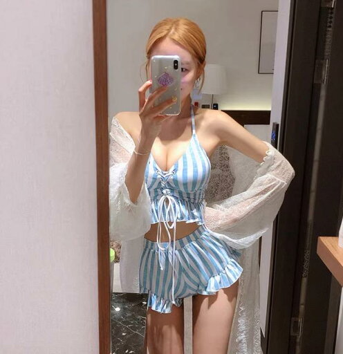 ビキニ レースアップ 水色 ボーダー ガーリー 女の子 フリル スリーピース 3点セット 水着 レディース 海辺 バカンス リゾート かわいい ビーチ ビキニ レースアップ 水色 ボーダー ガーリー 女の子 フリル スリーピース 3点セット 水着 レディース 海辺 バカンス リゾート かわいい ビーチ