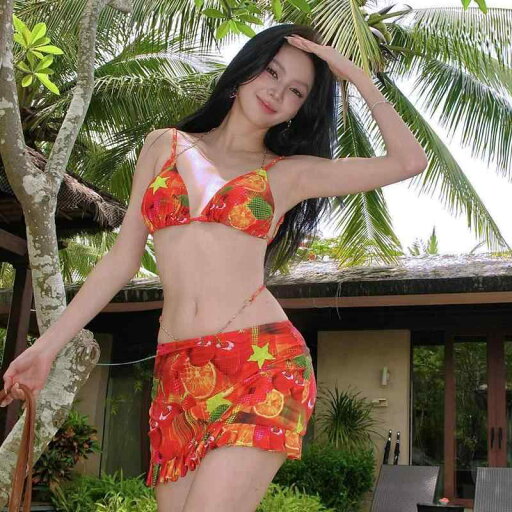 ガーリー セクシー 魅惑的 ビキニ 4ピース 胸パッド付 ビーチ 水着 果物モチーフ トロピカル レディース ポップ ミニスカート 華やか ポップカラー ガーリー セクシー 魅惑的 ビキニ 4ピース 胸パッド付 ビーチ 水着 果物モチーフ トロピカル レディース ポップ ミニスカート 華やか ポップカラー