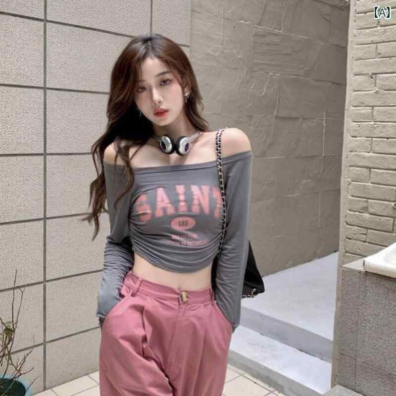 女の子 ダンス ダンサー 練習着 トップス レディース オフショルダー 肩出し フィット感 長袖 ショート..