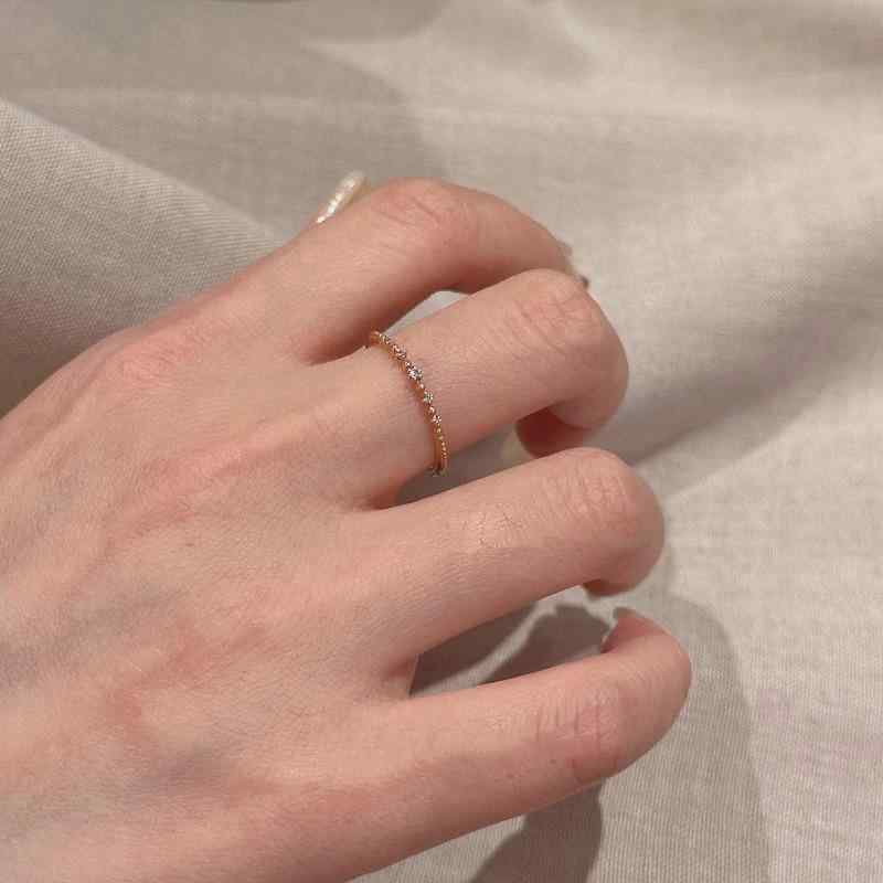 リング S925 シルバー アクセサリー 薄型 ミニ ラインストーン 精巧 極細 シンプル 指輪 カジュアル ハイエンド レディース 女性 軽量 日常使い ギフト プレゼント 上品